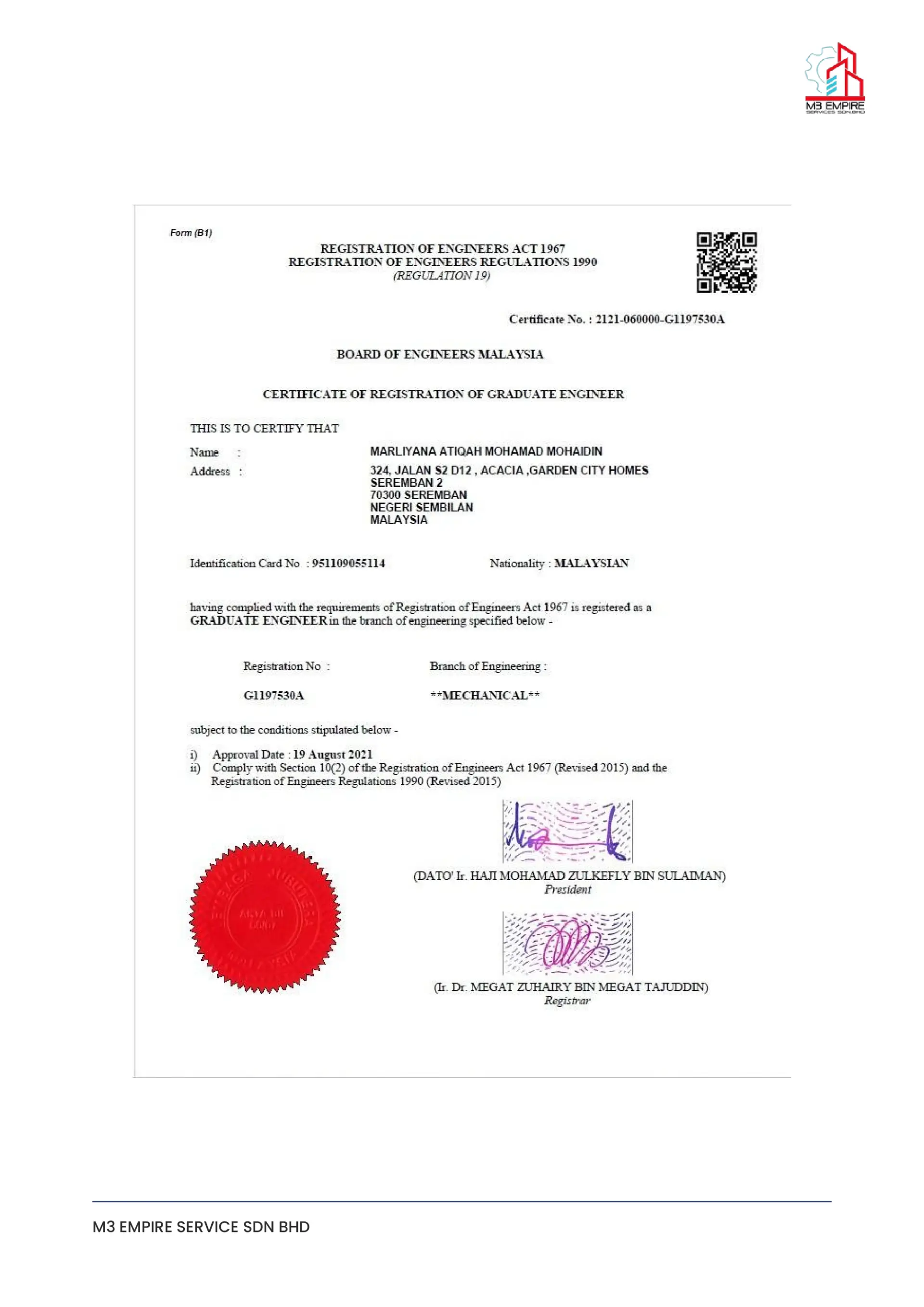Graduate engineer registration – mechanical — Board of Engineers Malaysia