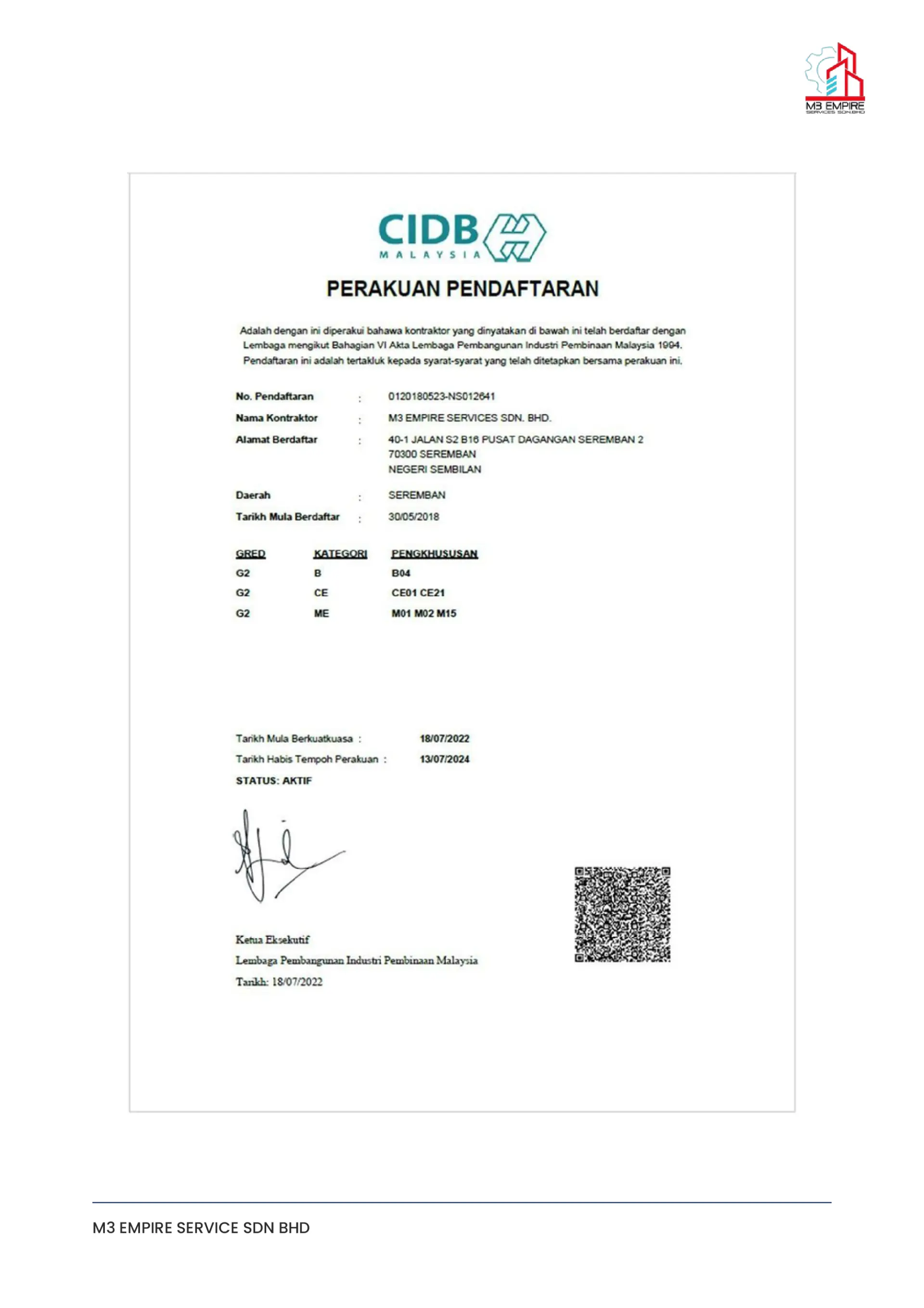 CIDB contractor registration — Lembaga Pembangunan Industri Pembinaan Malaysia